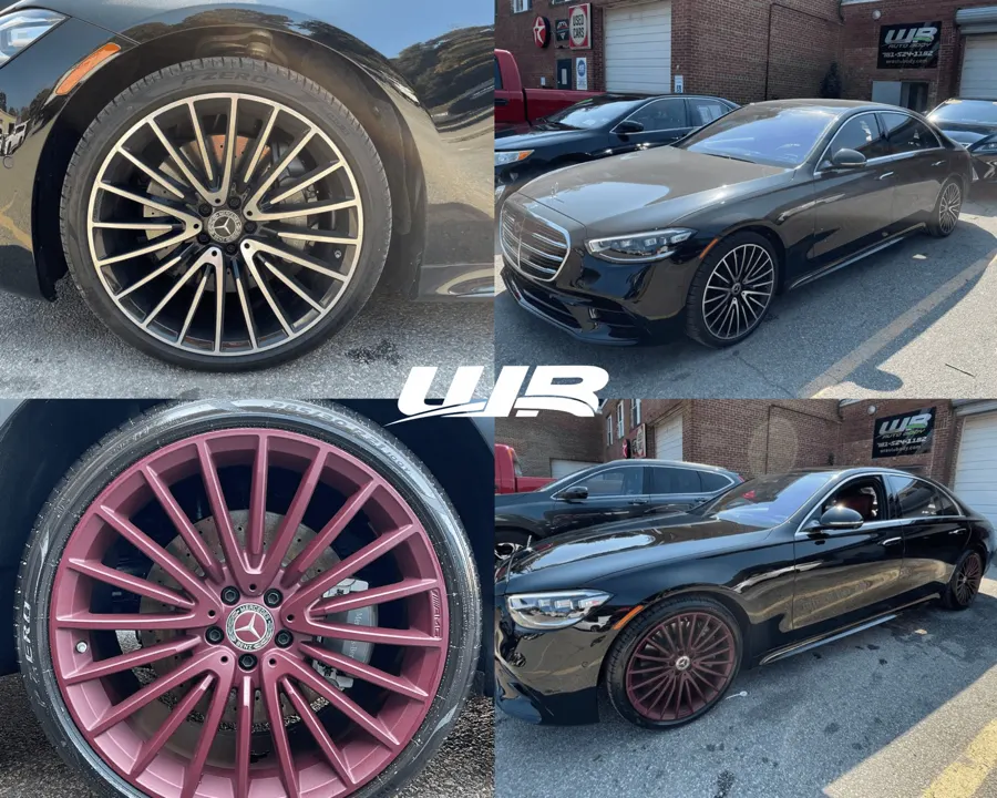Mercedes-Benz wheels before and after custom paint